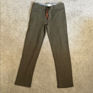 Boden Boys Olive Green Pants with Vibrant Orange Zipper